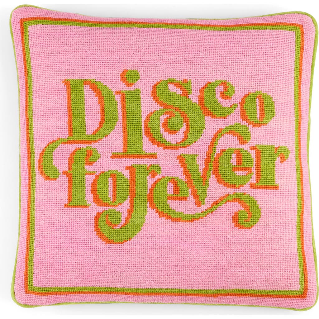 Jonathan Adler Disco Forever Needlepoint Pillow In Pink