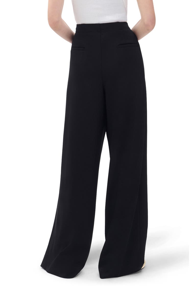 Irina Contrast Stitch Straight Leg Pants, Alternate, color, BLACK