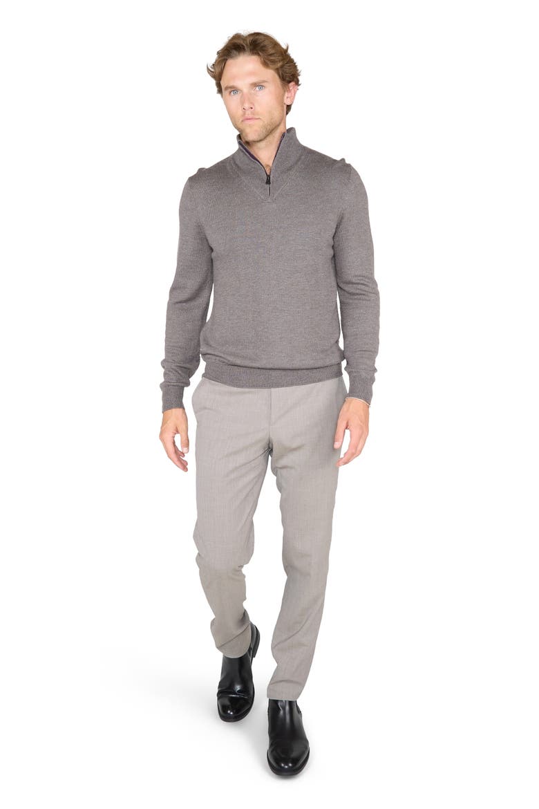 Quest Fully Fashioned Quarter-zip Merino Sweater, Main, color, Olive Twist