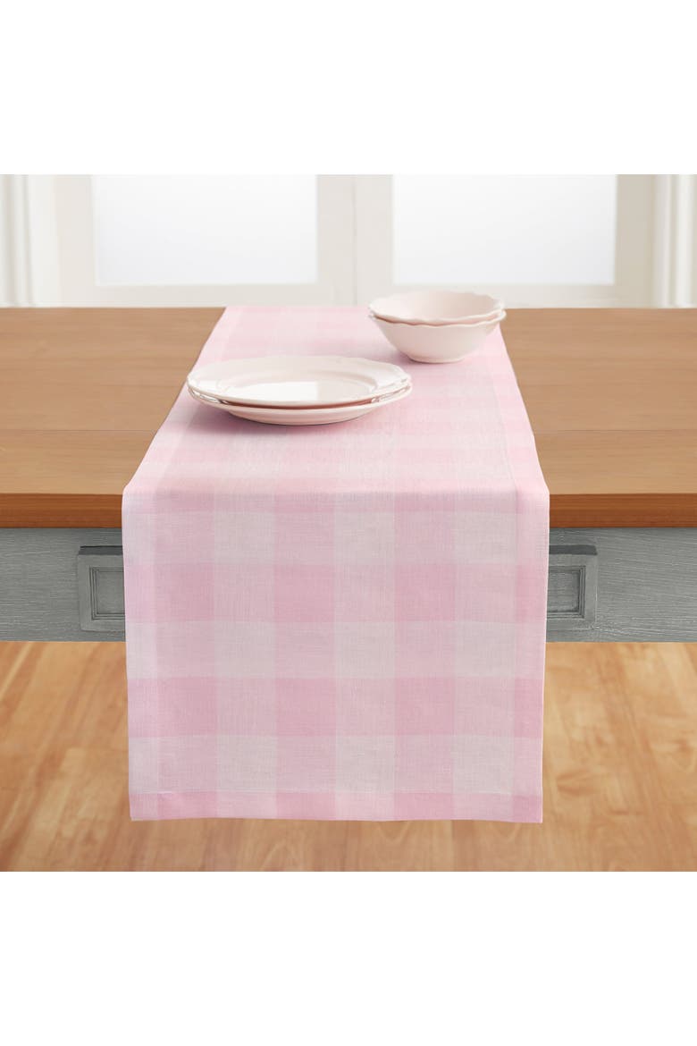 Linen Table Runner - Buffalo Check, Alternate, color, Marshmellow Pink
