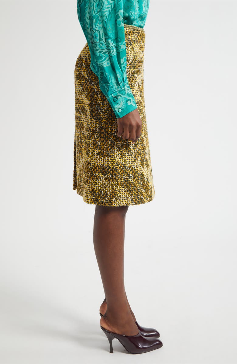 Etro Jacquard Floral Basket Weave Wool Skirt, Alternate, color, Multicolor Green Base