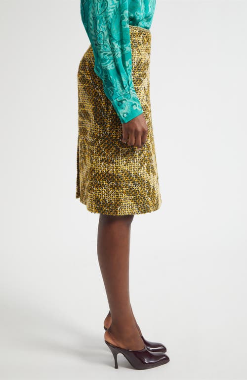 Etro Jacquard Floral Basket Weave Wool Skirt In Green