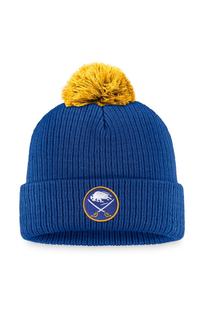FANATICS Men's Fanatics Branded Royal Buffalo Sabres Team Cuffed Knit Hat with Pom, Main, color, 