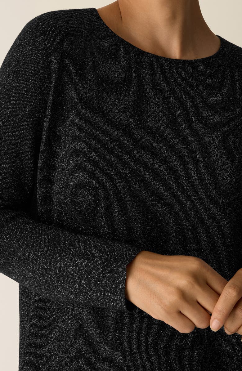 Eileen Fisher Metallic Shimmer Wool Blend Sweater, Alternate, color, Black