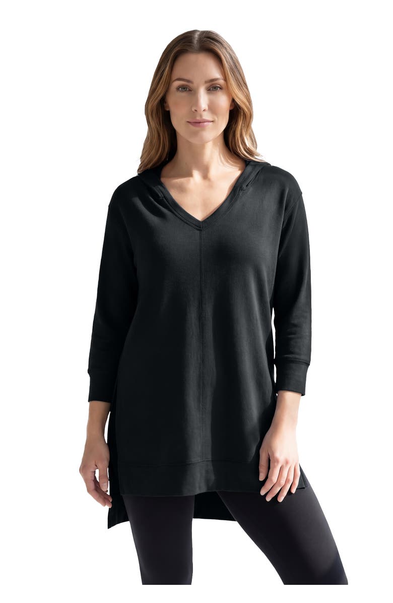 Roaman's French Terry Tunic Hoodie, Main, color, Black