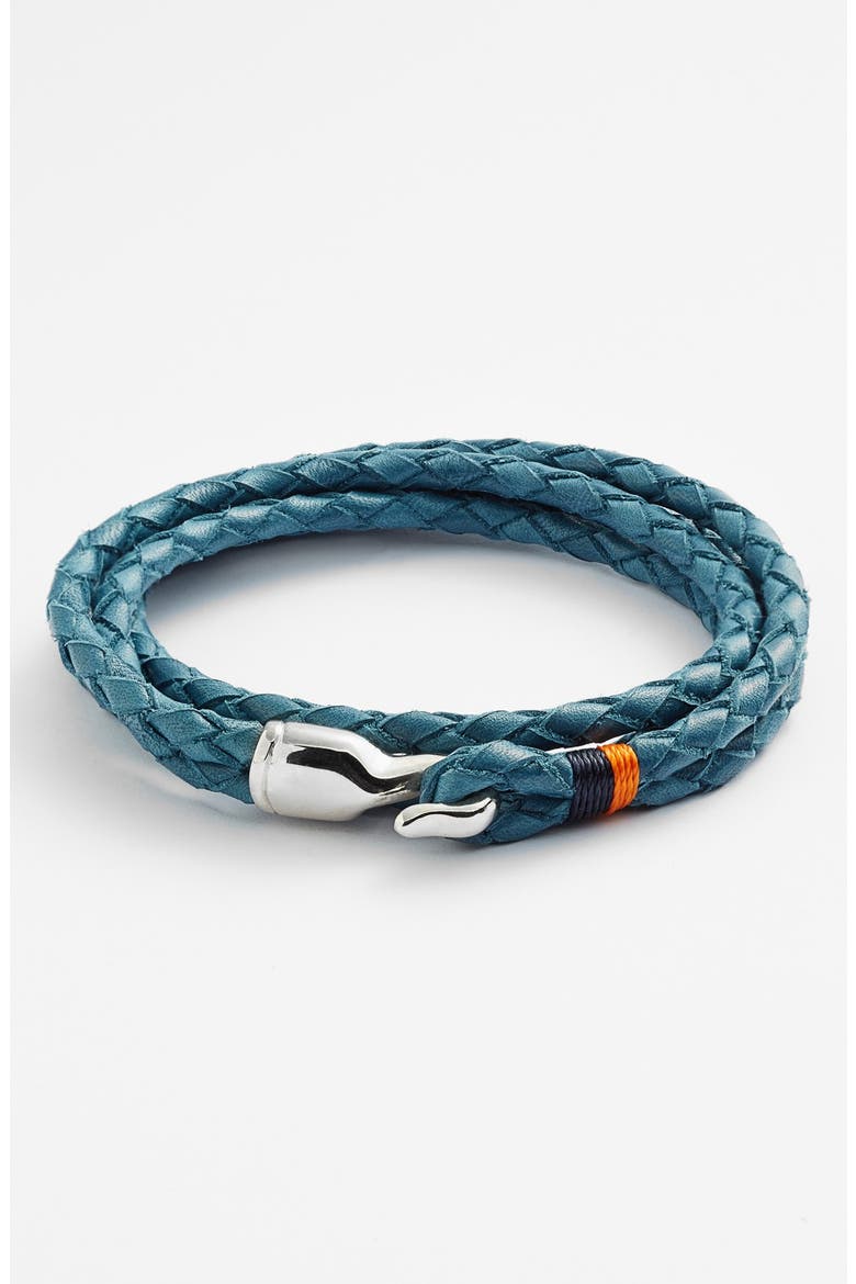 'Trice' Braided Leather Wrap Bracelet, Main, color, SLATE