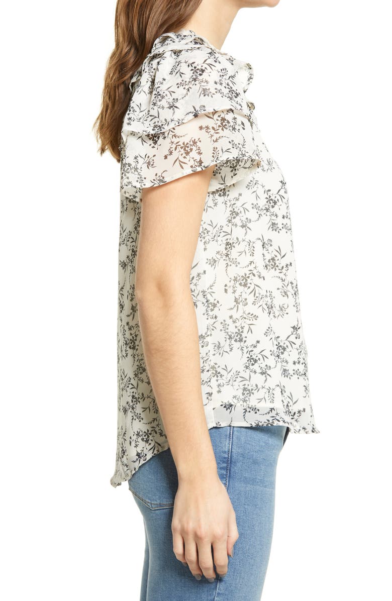 GIBSONLOOK Floral Flutter Sleeve Chiffon Top, Alternate, color, 