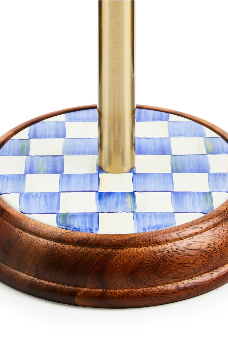 MACKENZIE CHILDS Royal Check Wood Paper Towel Holder, Alternate, color, Blue/ White