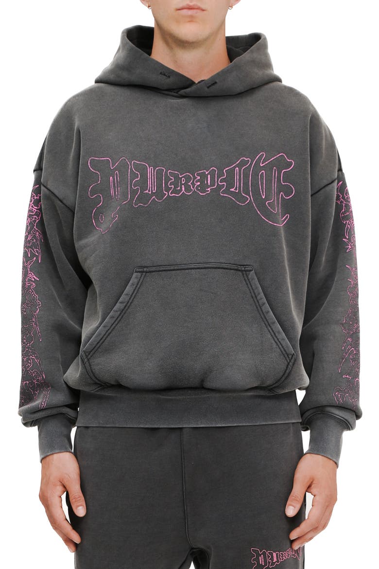 Logo Cotton Graphic Hoodie, Main, color, BLACK