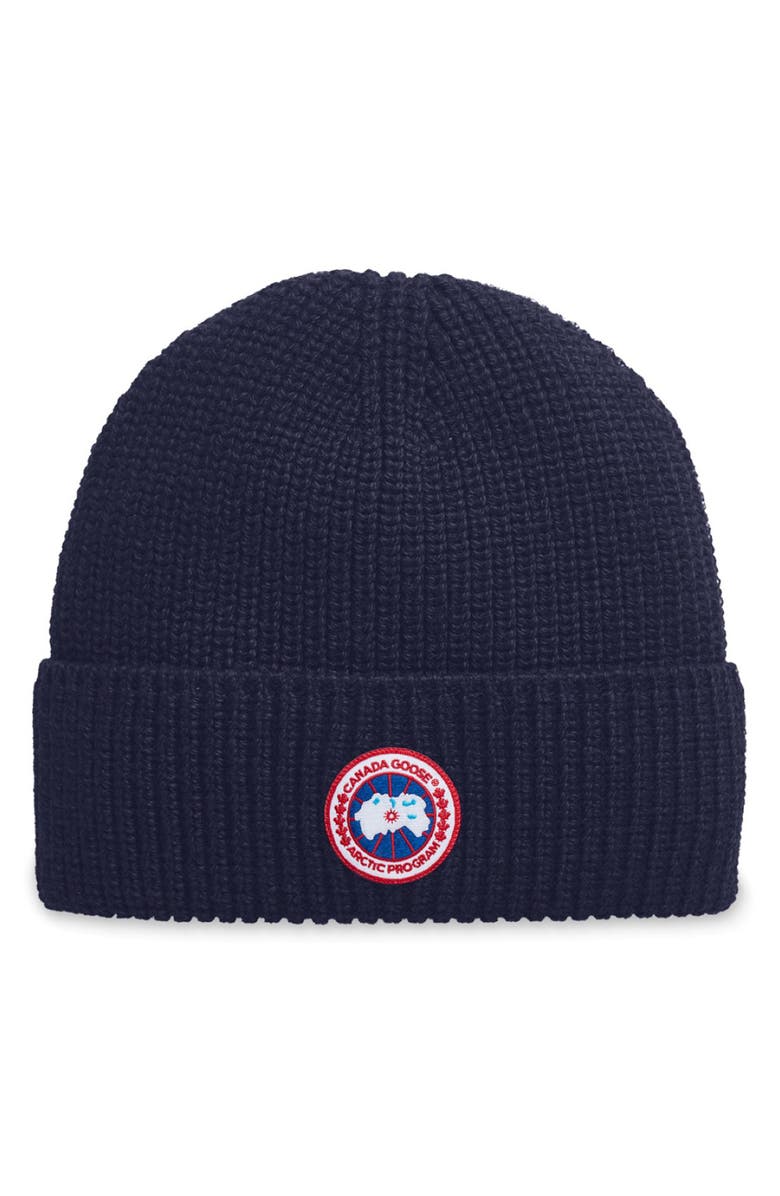 Canada Goose Arctic Disc Ribbed Toque Beanie, Main, color, Navy Heather