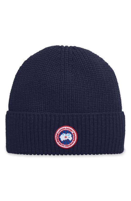 Canada Goose Arctic Disc Ribbed Toque Beanie in Navy Heather 