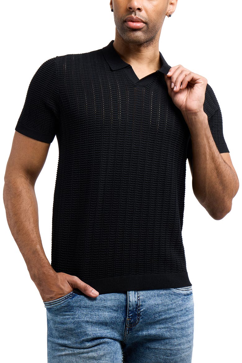 Johnny Collar Knit Polo, Alternate, color, BLACK