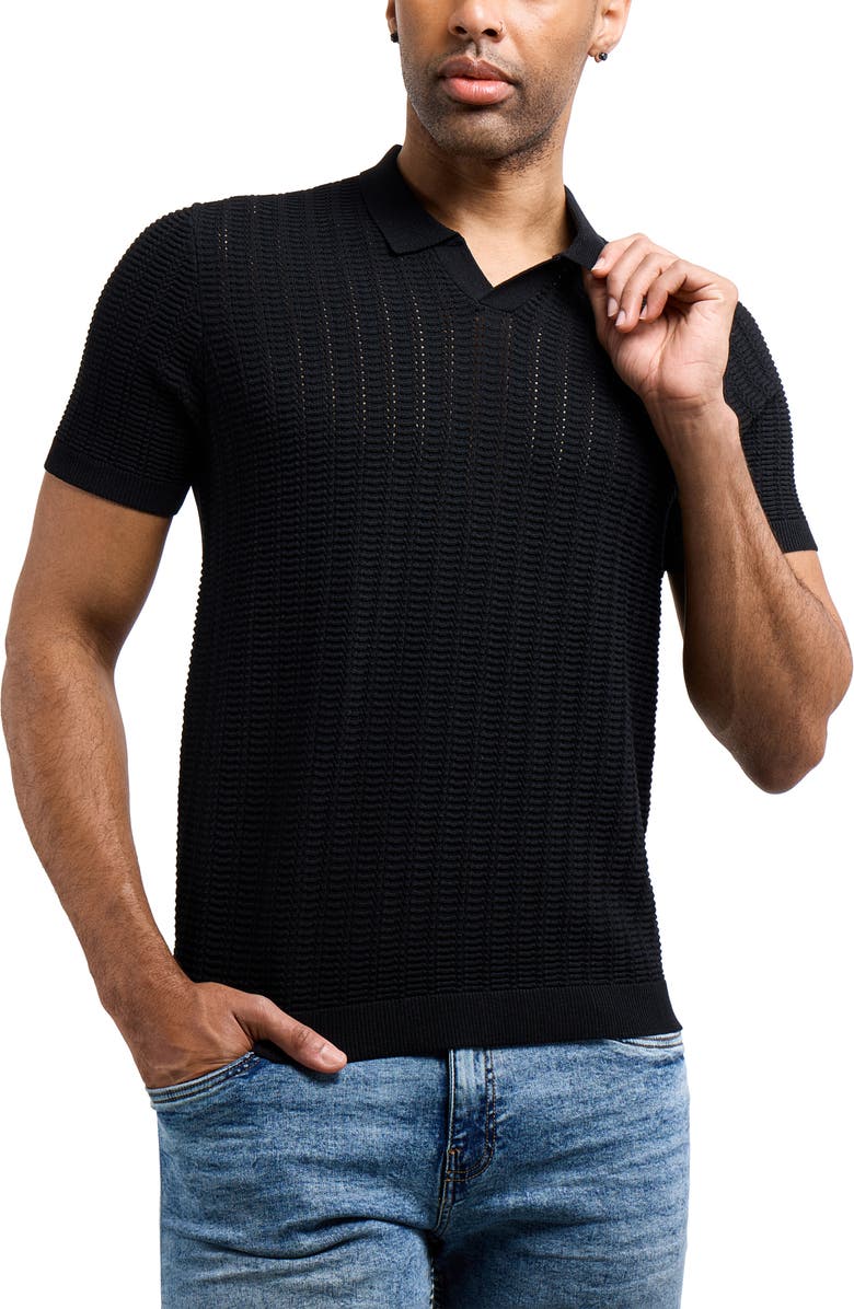 XRAY Johnny Collar Knit Polo, Alternate, color, Black