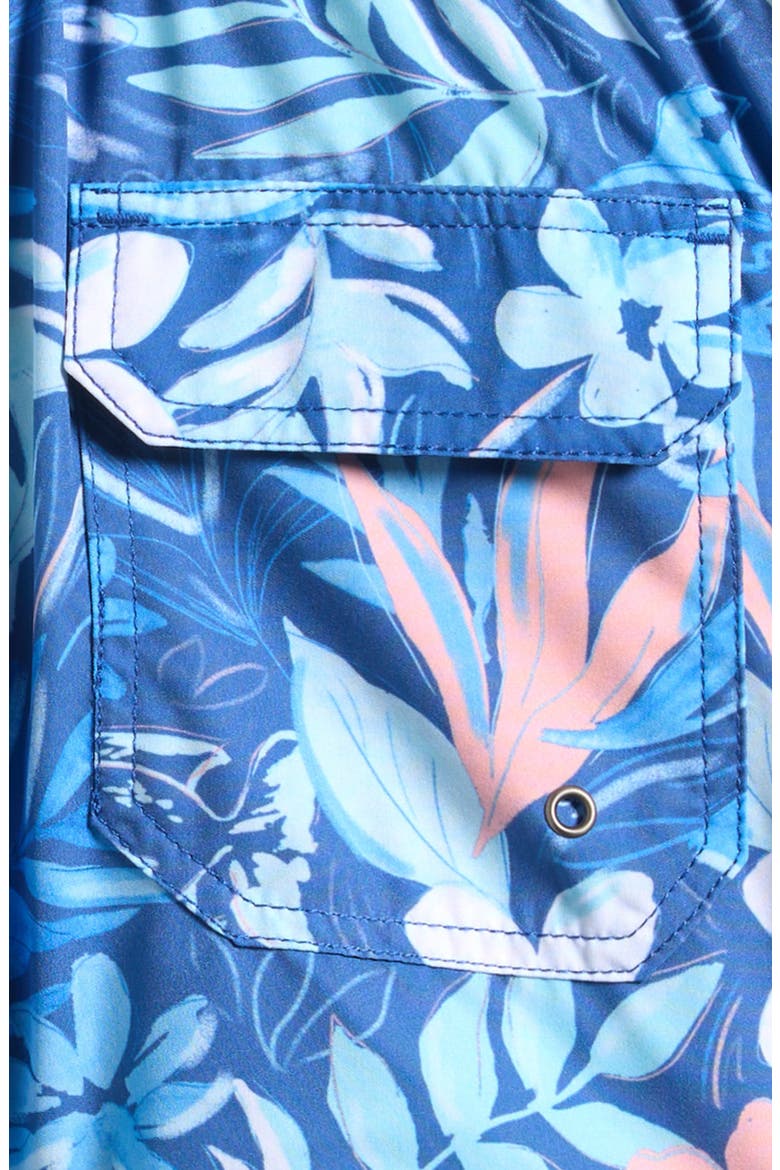 Kids' Print Stretch Volley Swim Trunks, Alternate, color, BLUE