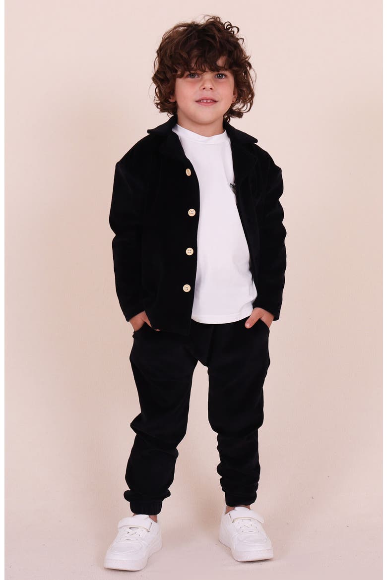 Kids' Cotton Blend Button-Up Shirt, Alternate, color, BLACK