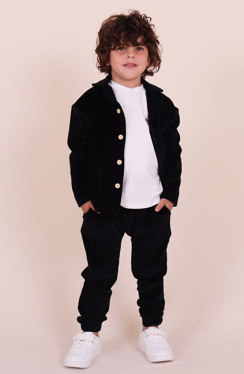 TINY TRIBE Kids' Cotton Blend Button-Up Shirt, Alternate, color, Black