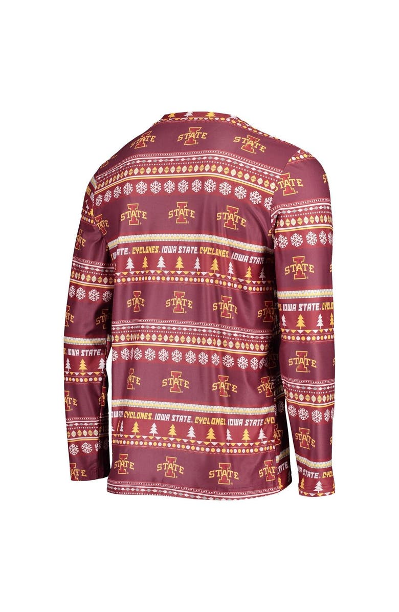 CONCEPTS SPORT Men's Concepts Sport Cardinal Iowa State Cyclones Ugly Sweater Long Sleeve T-Shirt and Pants Sleep Set, Alternate, color, Cardinal