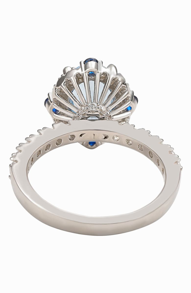 SUZY LEVIAN Sterling Silver Blue CZ Pavé Halo Ring, Alternate, color, 