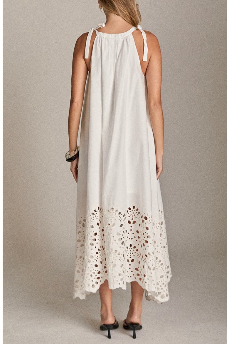 Eyelet Tie Strap Sleeveless Maxi Dress, Alternate, color, WHITE