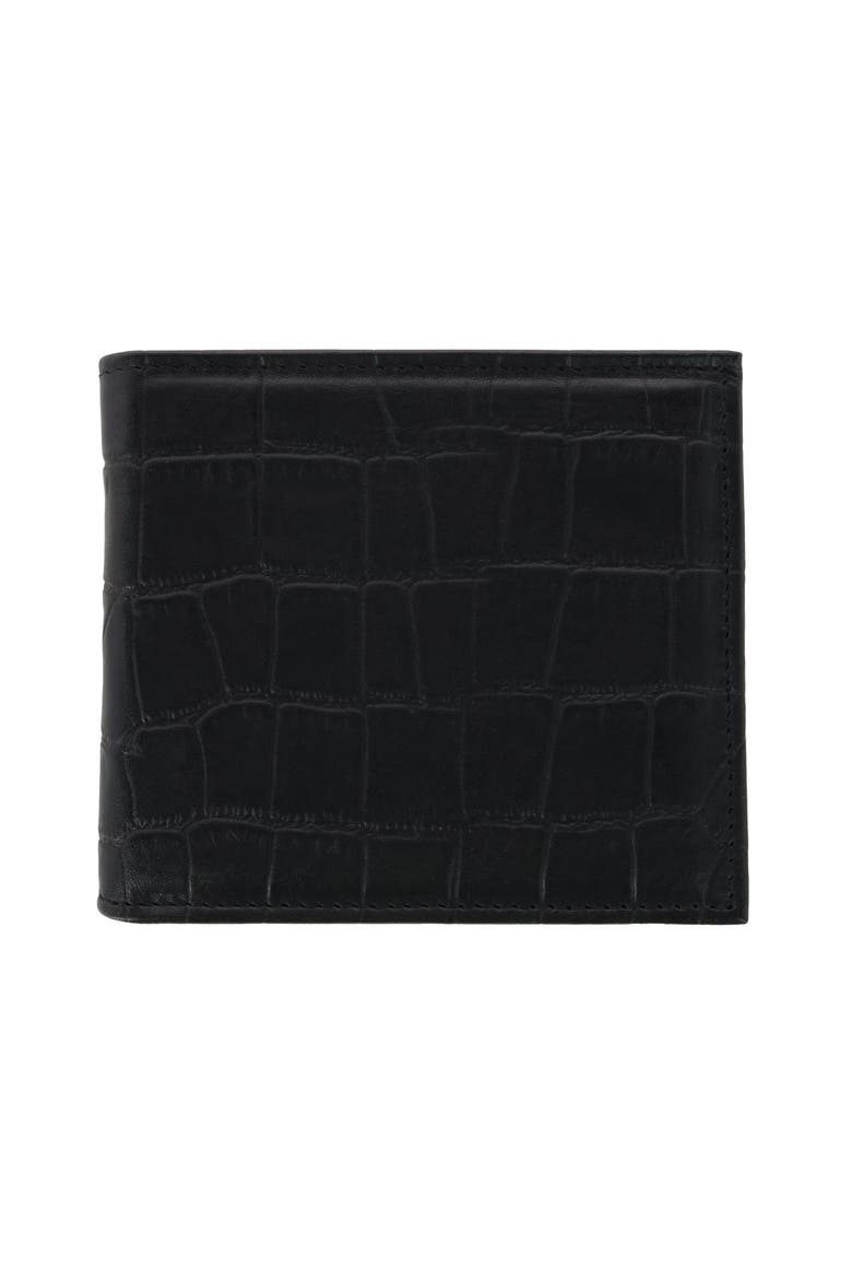 Esteban Croco Embossed Leather 8 Slot Bi-Fold Wallet, Main, color, Black
