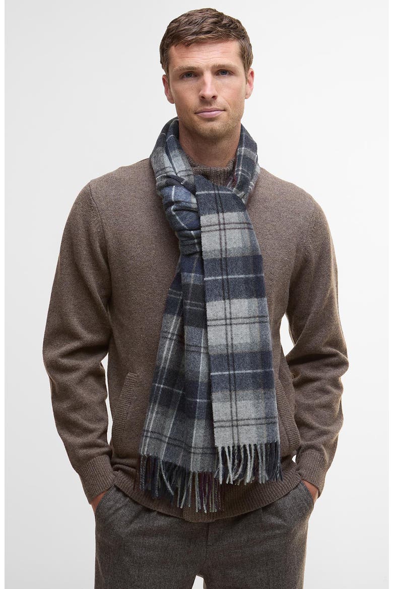 Wool & Cashmere Scarf, Alternate, color, GREY MIDNIGHT TARTAN