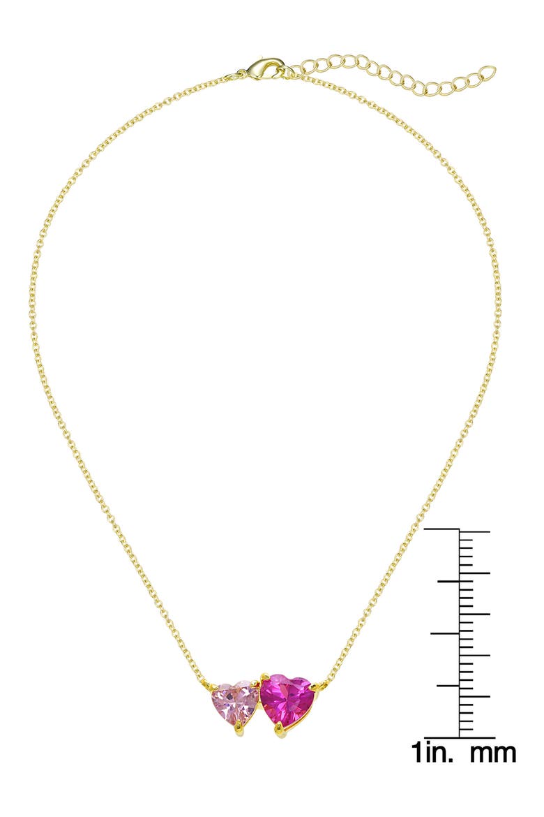 Kids' Double Hearts Cubic Zirconia Necklace, Alternate, color, OPEN PINK