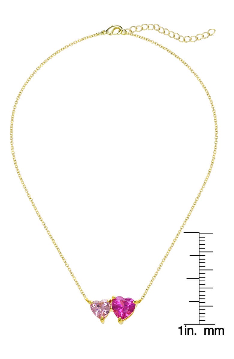 Lily Nily Kids' Double Hearts Cubic Zirconia Necklace, Alternate, color, Open Pink