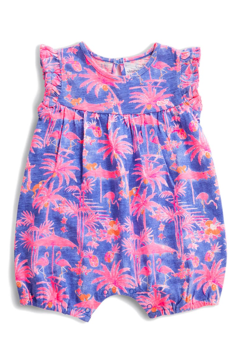 Monkey Business Print Bubble Romper, Main, color, MARLIN