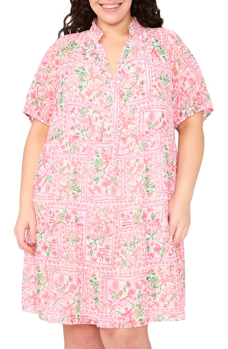 CeCe Floral Print Babydoll Dress, Alternate, color, 