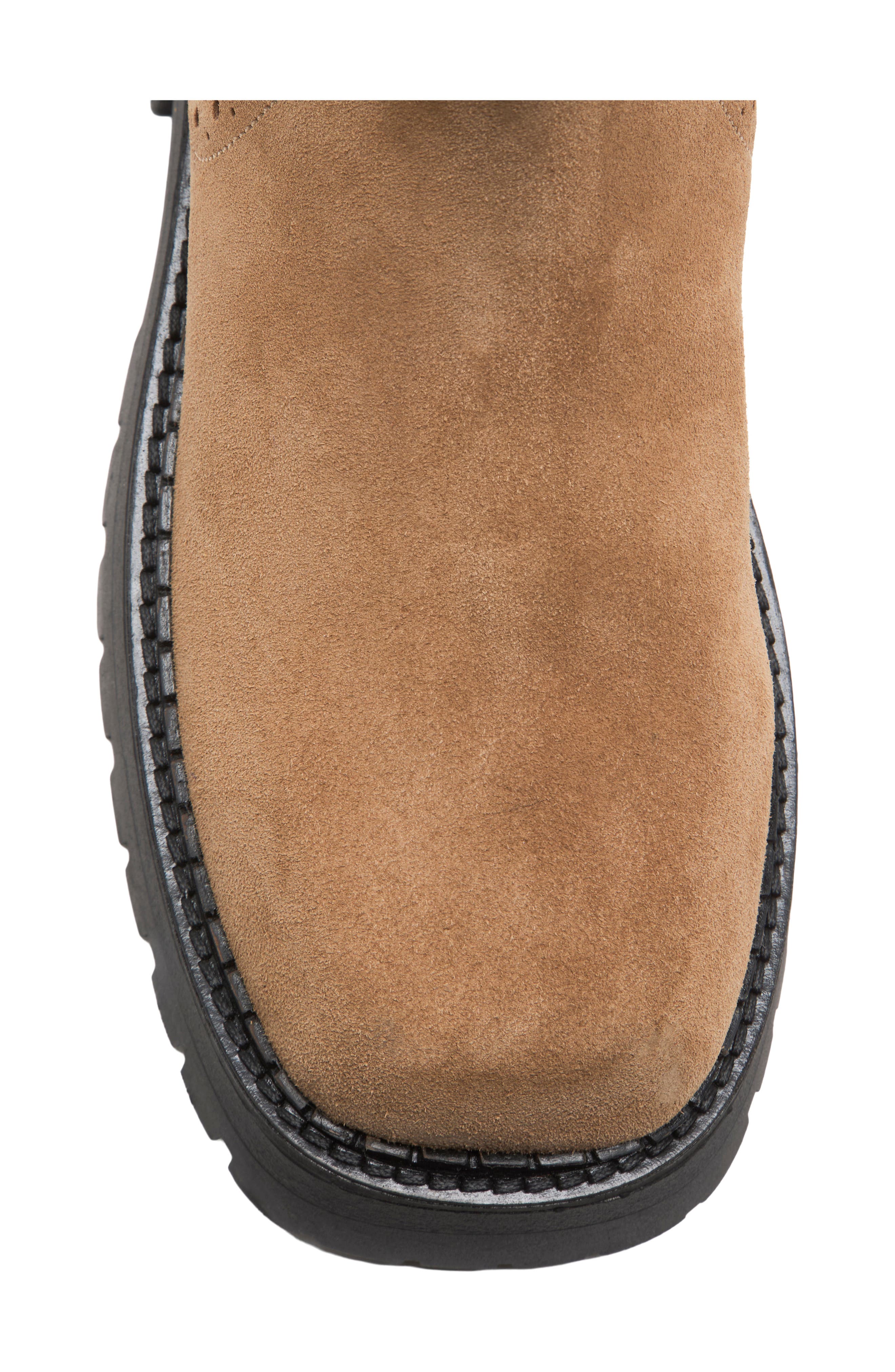 Tried and True Leather Brogue Bootie, Alternate, color, CAMEL SUEDE