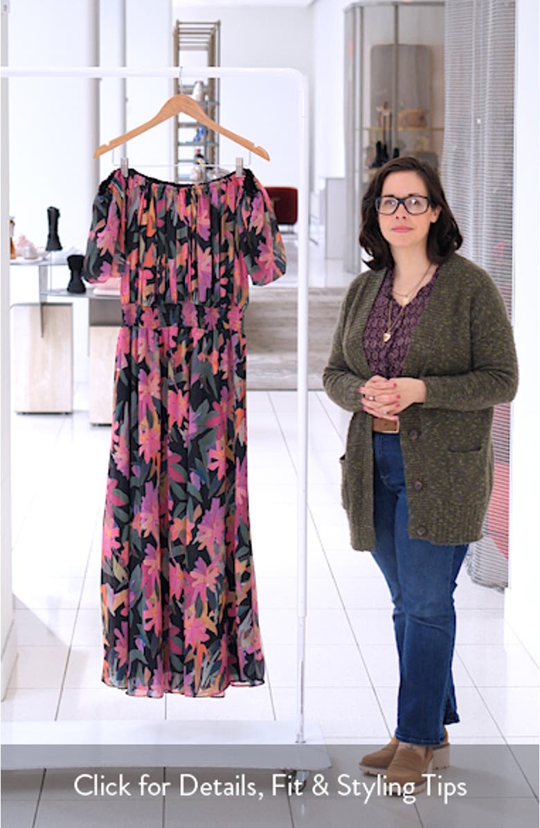 Floral Off the Shoulder Puff Sleeve Maxi Dress, sales video thumbnail