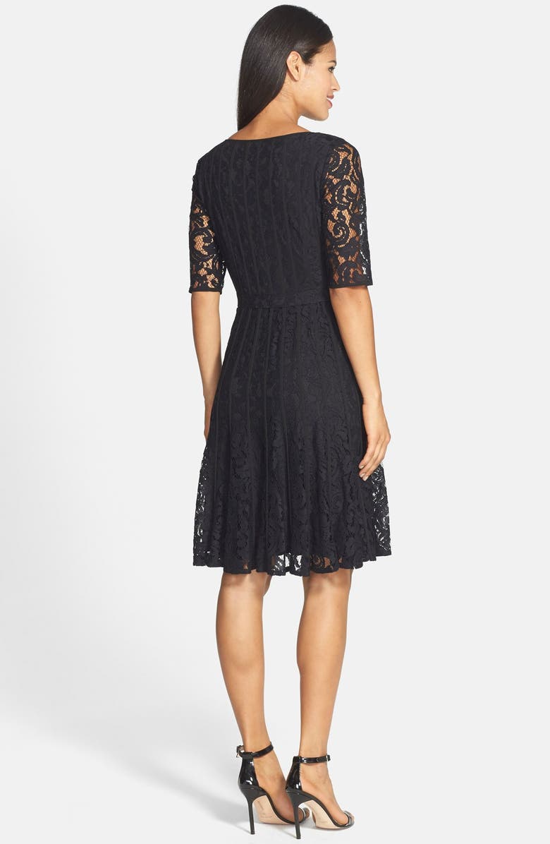 Adrianna Papell Lace Fit & Flare Dress, Alternate, color, 