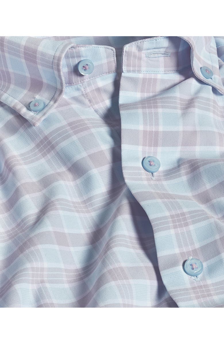David Donahue Twill Check Performance Sport Shirt, Alternate, color, Sky/ Lilac