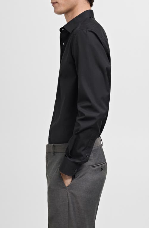 Mango Slim Fit Cotton Poplin Button-up Shirt In Black