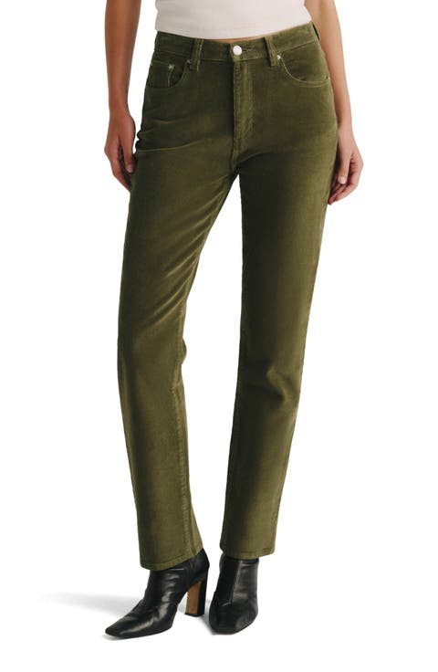 Cate High Waist Straight Leg Corduroy Pants