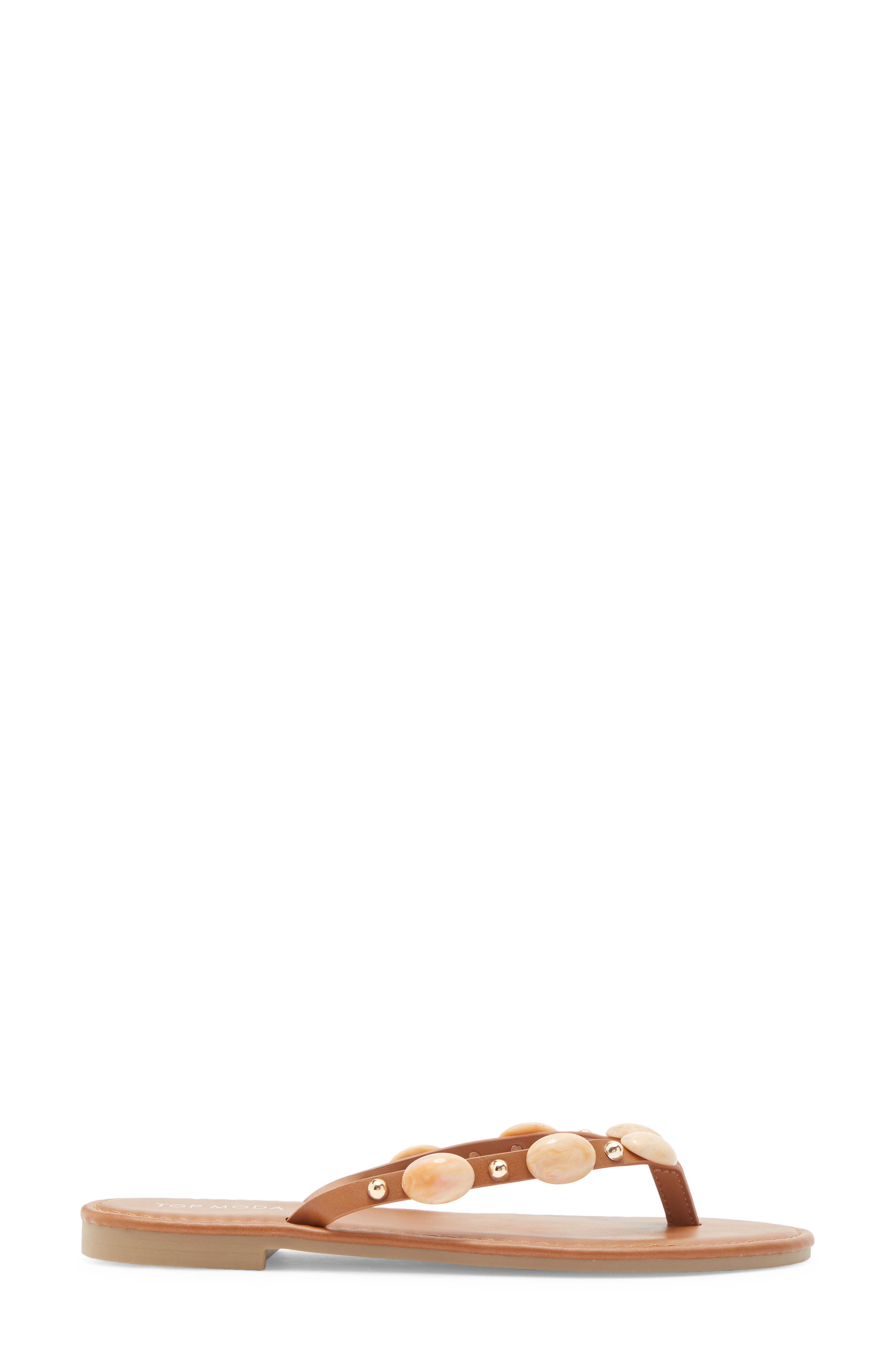 TOP MODA Aria Studded Flip Flop, Alternate, color, Tan Pu