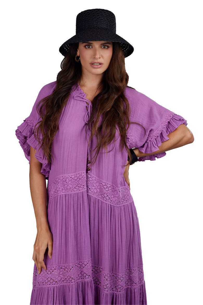 Tiered Cotton Maxi Dress, Alternate, color, PURPLE