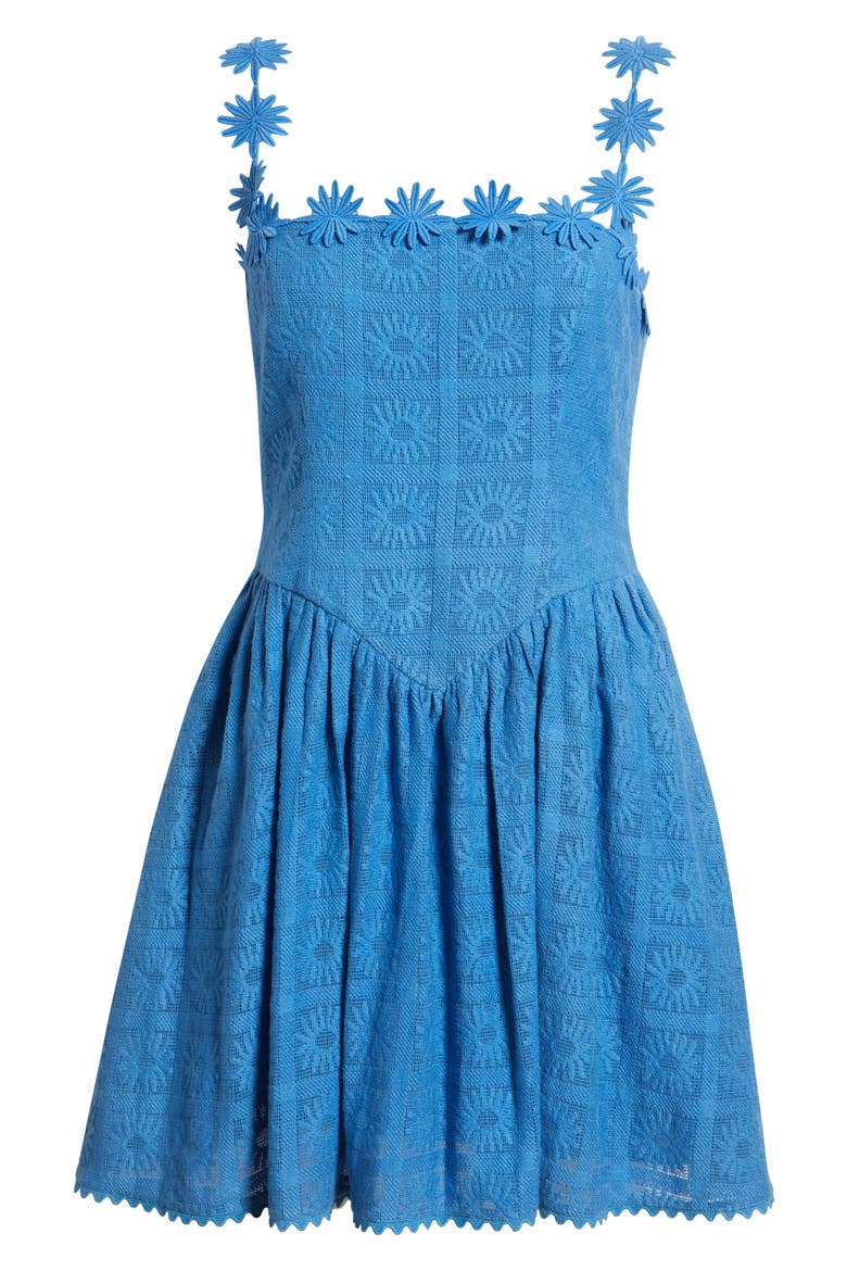 Fara Floral Applique Cotton Mini Sundress, Alternate, color, FRENCH BLUE