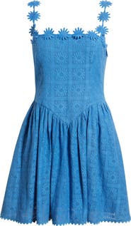 Saylor Fara Floral Applique Cotton Mini Sundress