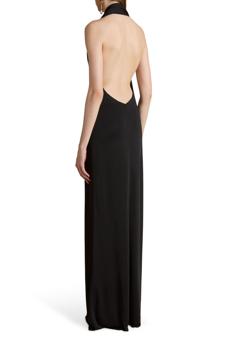 Roza Scarf Detail Jersey Gown, Alternate, color, BLACK