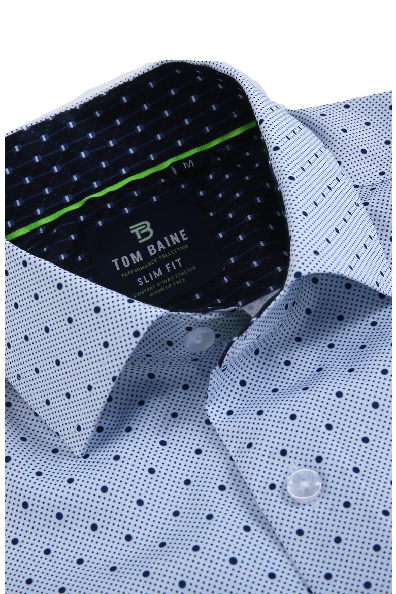 Slim Fit Performance Short Sleeve Button-Up Shirt, Alternate, color, BLUE