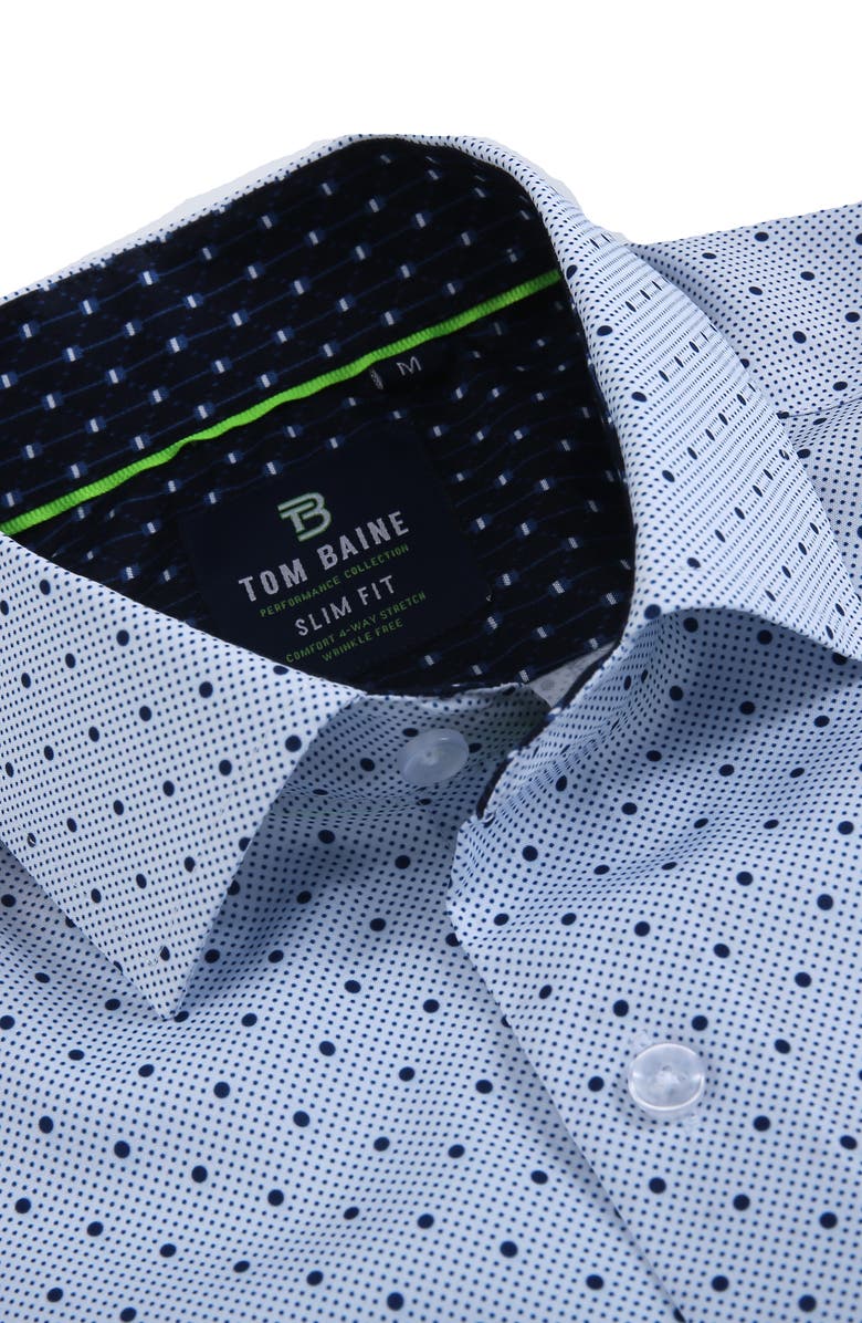 TOM BAINE Slim Fit Performance Short Sleeve Button-Up Shirt, Alternate, color, Blue