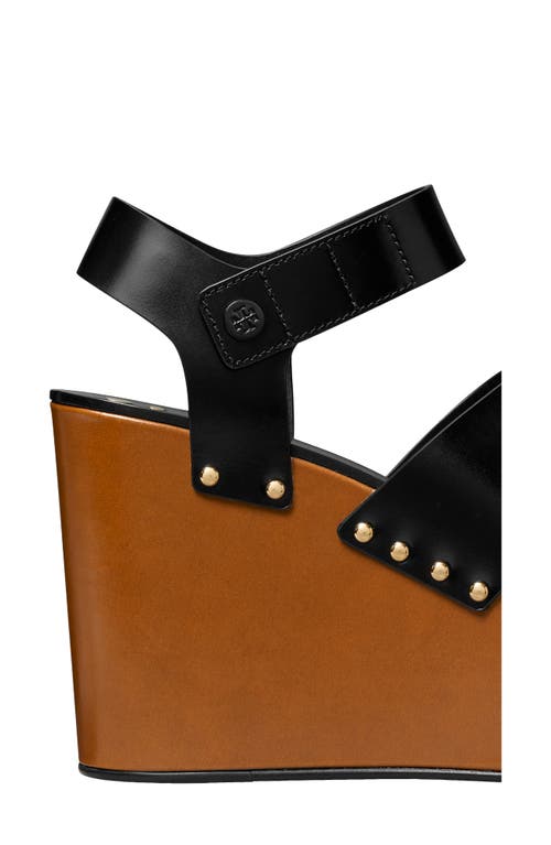 Tory Burch Studded Platform Wedge Sandal In Perfect Black