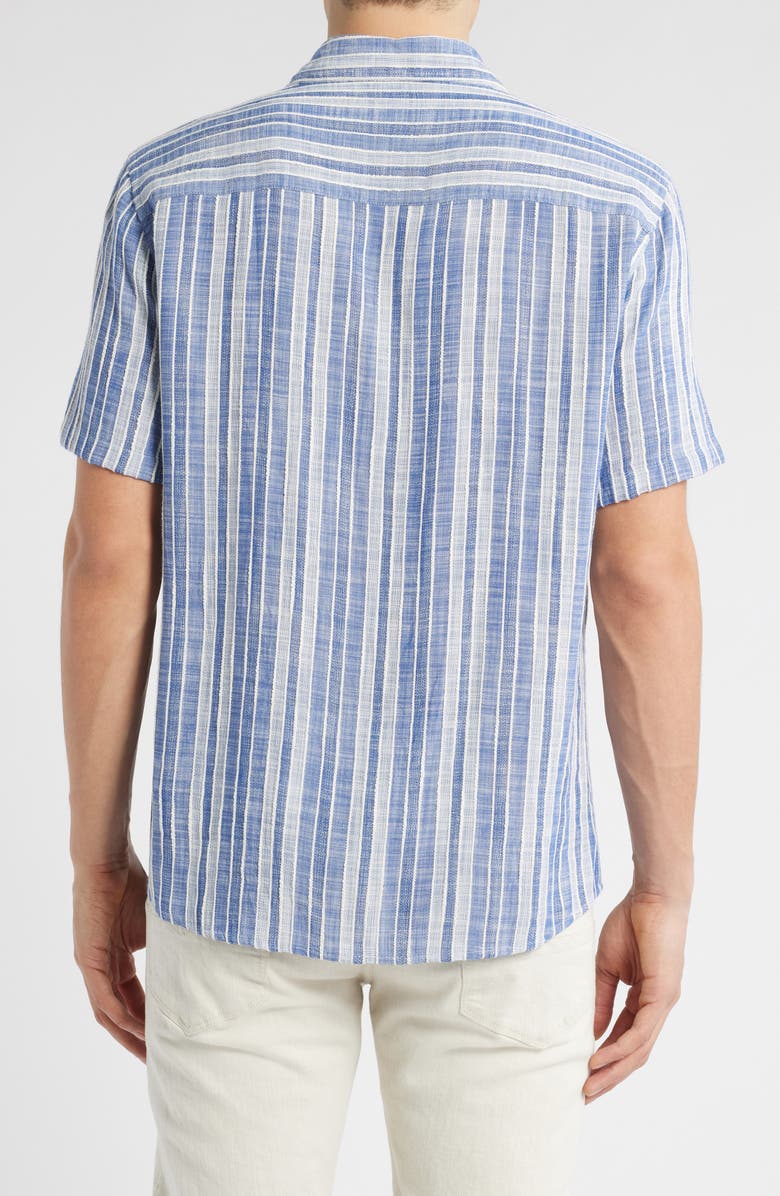 Robert Barakett Penning Stripe Short Sleeve Button-Up Shirt, Alternate, color, Blue