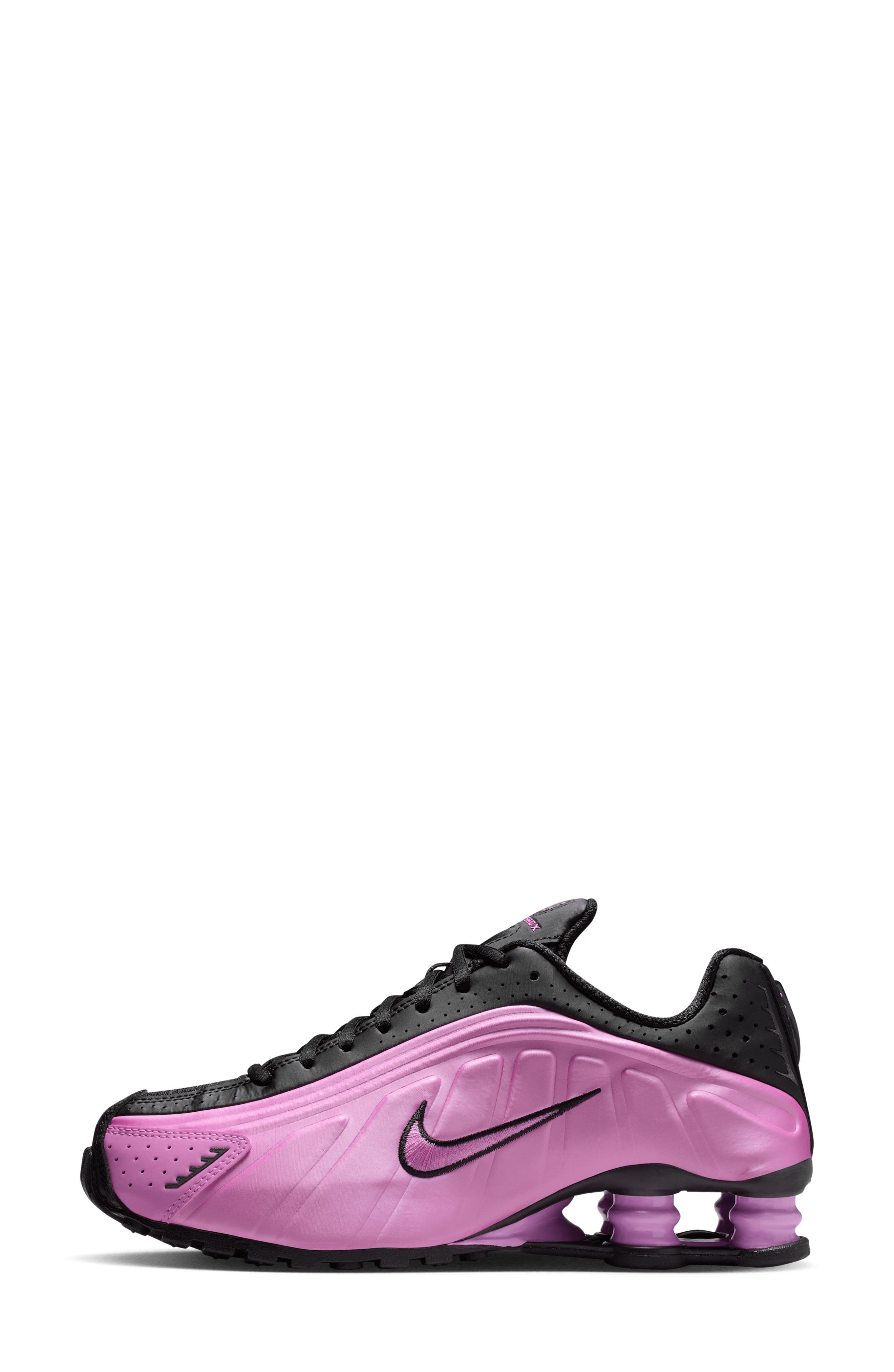 Shox R4 Sneaker, Alternate, color, BLACK/ BLACK/ LIGHT MAGENTA