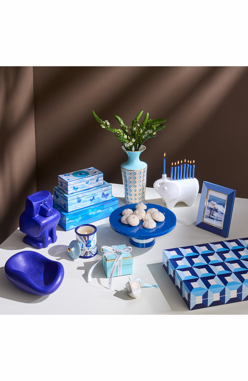 Jonathan Adler Cabana Cake Stand In Blue/white Striped