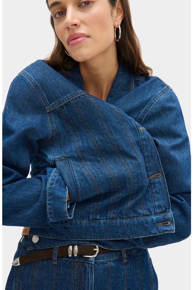 Hestia Denim Jacket, Alternate, color, OCEAN BLUE
