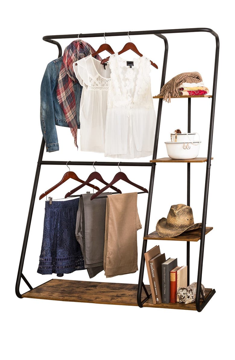 HONEY-CAN-DO Rustic Z-Frame Wardrobe, Main, color,