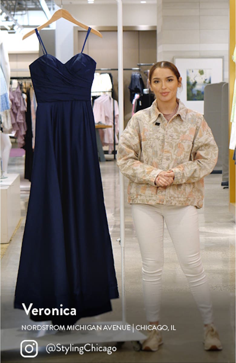 Strapless Slit Satin Ballgown, sales video thumbnail