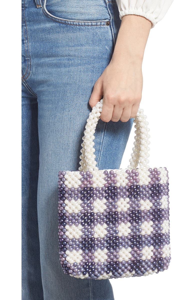 Skinnydip Penelope Imitation Pearl Check Handbag, Alternate, color,